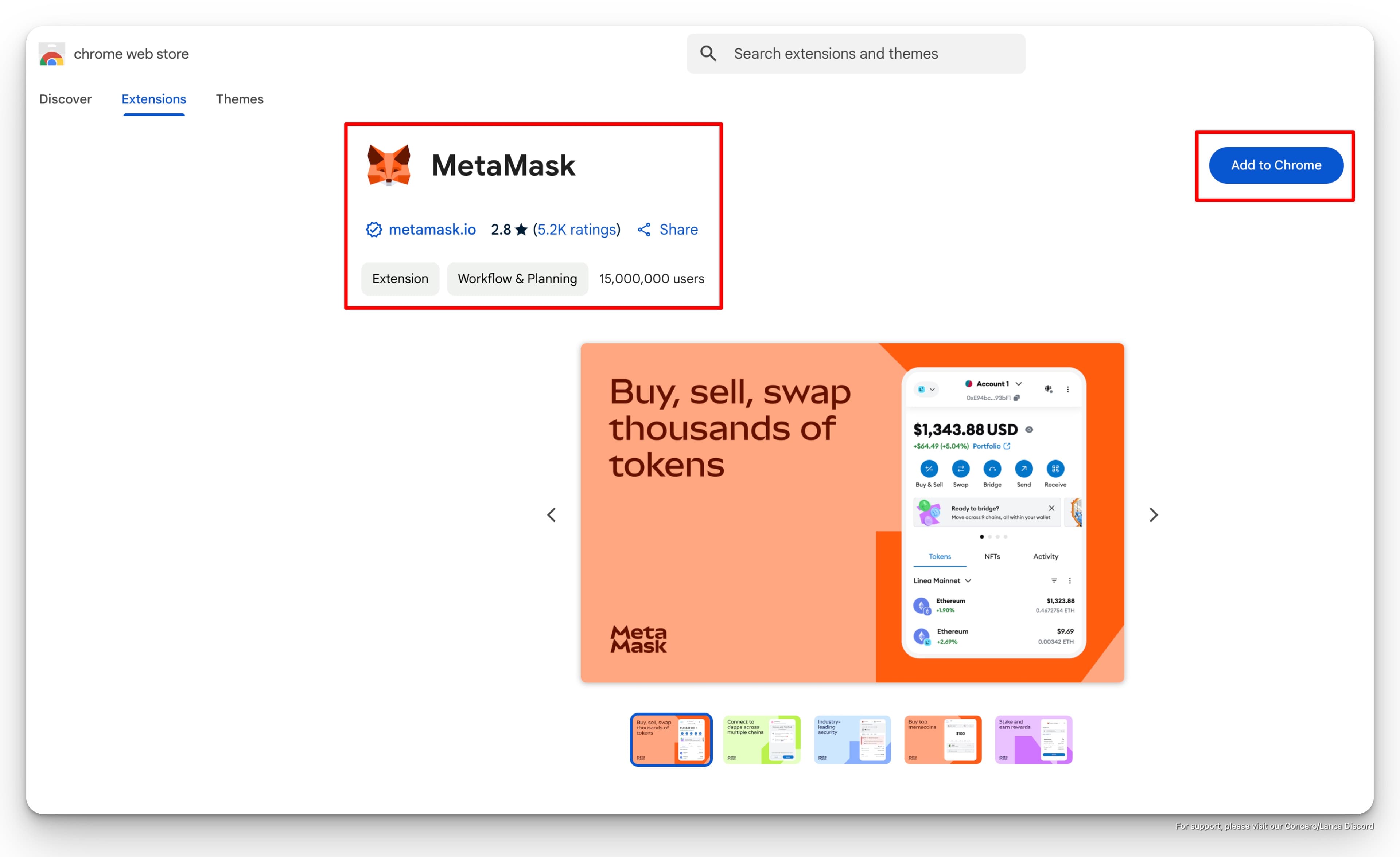 Metamask information