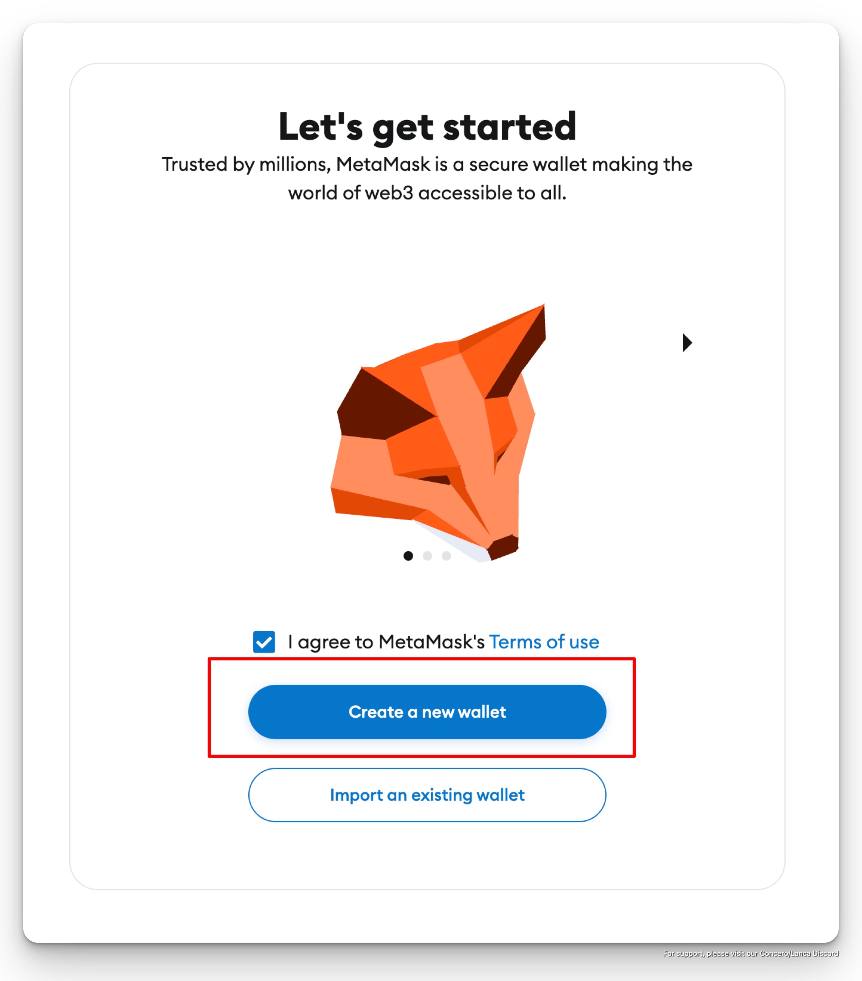 Create a new wallet