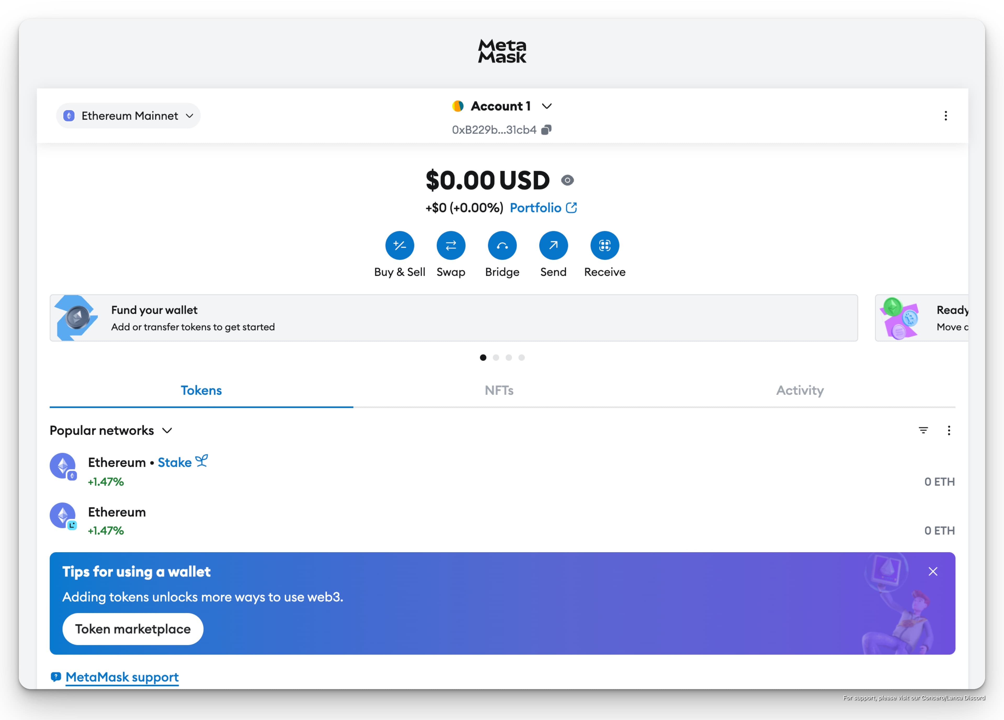 Wallet information